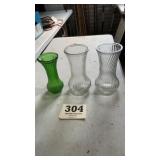Lot of 3 Hoosier Glass Vases