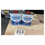 Old advertising for Gulf fuels cans of Charcoal