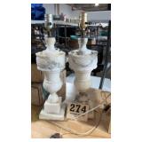 2 Marble Lamps and box of shades