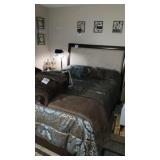 Queen size bed, mattress, box springs LINEN NOT