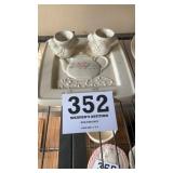 Pfaltzgraft Rose pattern Egg cups and trivet