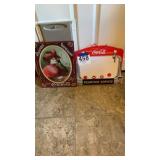 Coca-Cola metal sign and magnetic board