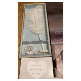 Feather pen, metallic canvas, silver metallic