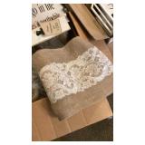 Burlap table, runners, and signs