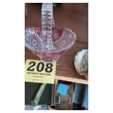 Glass basket with cranberry coloring