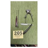 Vintage Straight Razor, Hair Clippers and Shoe