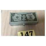 Vintage metal coin bank made in USA, call the