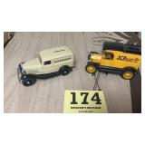 Two metal JC pennies, department store,