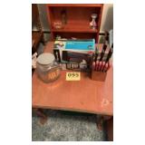 Coin sorter, knife set and glass jar