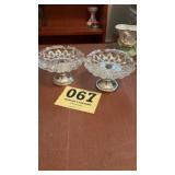 Silver plated pedastol glass ash trays