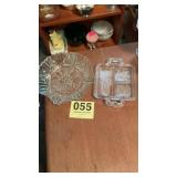 Glass fruit bowl and square compartment vegetable