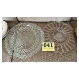 2 large glass serving plates