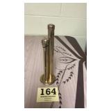 Vintage metal brass colored coin bank, with lock