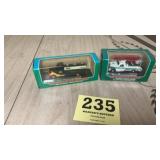 Year 2000 and 2007 miniature toy has trucks in