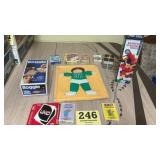 Game and card lot, also a vintage cabbage patch