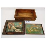 DOG ART PRINTS AND WOODEN CRATE