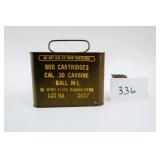 CAN OF 30 CARBINE BALL M1 IN 10 RND CLIPS IN