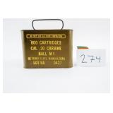 CAN OF 30 CARBINE BALL M1 IN 10 RND CLIPS IN
