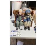 Plaster, grandpa and grandma sitting on wooden