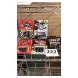 5 Racing Champions cars with cards
