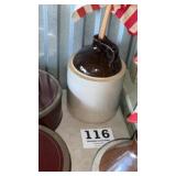 Brown top jug with flags