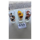 3 looney, tune, character glasses