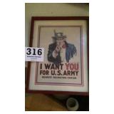 Framed army recruiting poster
