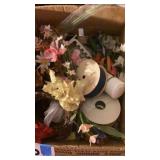 Silk flowers, and ribbon