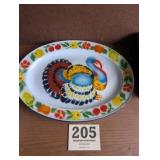 Tin Painted Enamel Turkey Platter