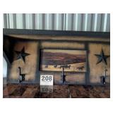Western Motif Wooden Hat Hook Shelf