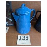 Blue Enamel Coffee Pot