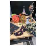 Lot of Halloween decorations, flag, costume masks
