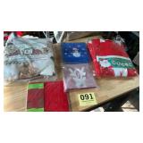 Christmas items, Santa suit, new blanket, hot