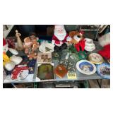 Table lot of Christmas decorations