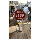 Wooden Santa stop here sign