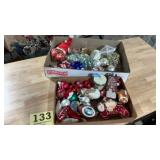 Two boxes of Christmas decoration ornaments