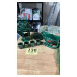Vintage tea light holder, sleigh, plate and 4 tea