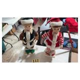 Two vintage electrified Christmas elves
