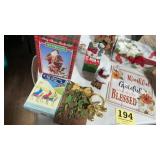 Table lot of Christmas decorations