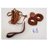 BOX OF VINTAGE LEATHER SLINGS