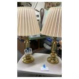 Pair of Stiffel Brass Lamps and Shades #6166