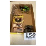 Diecast cars, and John Deere tractor