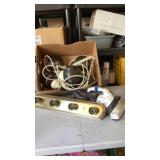 Hand vac, light fixture and string of big round