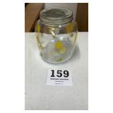 Decorated glass jar with lid