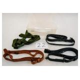 LOT OF SLINGS, 3 LEATHER, 1 NYLON