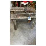 Wooden sawhorses