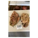 Two vintage baseball gloves