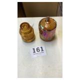 Carnival glass candy jars