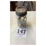 Crown glass top canning jar with seashells