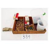 WOODEN SORTING TRAY, 15RNDS OF 8MM MAUSER, 1 RND O